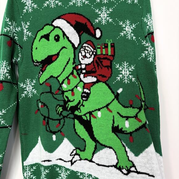 Ugly Sweater Nordstrom Mens Large Christmas Santa Dinosaur Festive Holiday - Picture 2 of 10